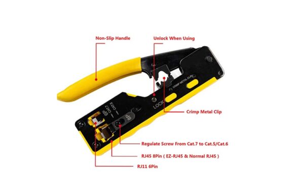 آچار میانگذر مدل HT718 (مخصوص سوکت های میان گذر CAT5-CA6-CAT7 OPEN END)